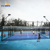 Permukaan Lapangan Padel Profesional Berkinerja Tinggi dari Baja Anti Karat Merek FLYON 20m*10m Desain Panoramic Indoor/Outdoor Tahan Air