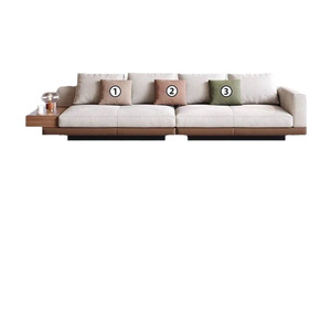 इतालवी मध्य शताब्दी के आधुनिक अनुभागीय सोफे ने लिविंग रूम के लिए सरल मोटी सूती लिनन न्यूनतम कंनरी कपड़े सोफा सेट किया - Product Image 5