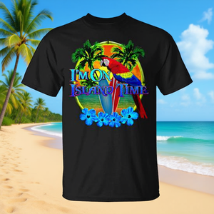 Camiseta I'm On Island Time Tropical Beach para Adultos Unisex Negra 100% Algodón Ropa de Verano para Vacaciones - Product Image 3
