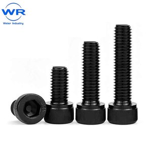 Tornillos de Cabeza Hexagonal Negros DIN912, Tornillos de Cabeza Plana con Rosca Gruesa, Fijaciones Métricas para Ensamblaje Industrial - Product Image 1