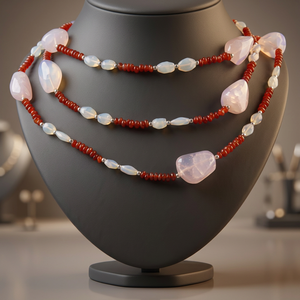 <b>Beaded</b> <b>Necklace</b> Natural Stone Coral White Gemstone Bohemia Style Strand Unisex Everyday Wear - Product Image 4