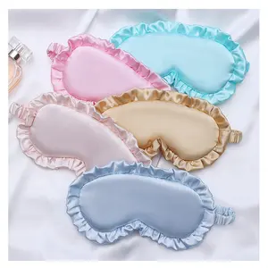 Wholesale Support Embroidery Logo Airline Travel Sleeping Mask Silk Satin Flower Lace Eye Mask