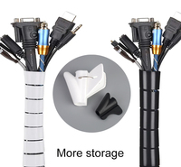 Envoltura de Cable en espiral Tubo organizador de cables de PE negro de 15mm para PC TV Cine en casa Cables CCTV Cable de cremallera Cable en espiral de PE