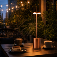 Lampe de table moderne sans fil en métal, design éco-responsable et épuré, LED à intensité variable alimentée par batterie pour chambre, restaurant, maison