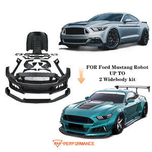Accessoires automobiles : Kit carrosserie style large 2 en fibre de carbone pour <span class=keywords><strong>Mustang</strong></span>, nouveau pare-chocs avant robot, jupes latérales et capot - Product Image 2