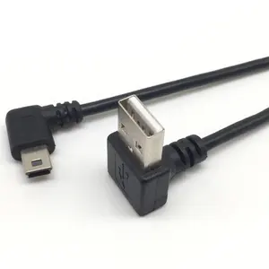 Down Angled USB type A to Left Angled Mini-B Cable