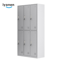 Armoire de chambre à coucher moderne en acier à 6 portes avec rangement vertical pour dossiers, idéale pour les bureaux et les hôtels