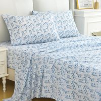Nouvel ensemble de draps de lit quatre pièces en Tencel à imprimé floral, doux, respirant, avec poches profondes, anti-plis et rafraîchissant