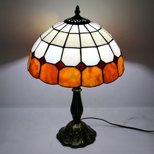 LongHuiJing High End Quality 12-Inch Creative Simple Mediterranean for Style Check Pattern Stained Glass Flexible Table Lamp - Product Image 5