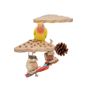Jouets d'entraînement pour oiseaux en bois naturel BirdStory, très vendus, hutte avec des jouets amusants pour les oiseaux, aire de jeux pour oiseaux - Product Image 4