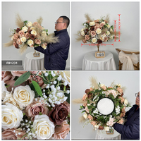 DKB Bola de Flores Artificiales de 50cm, Color Blanco, Rosa de Seda Realista, Centro de Mesa con Peonías para Decoración de Mesa de Ceremonia de Boda