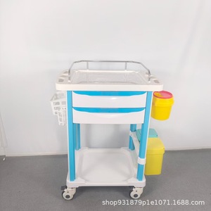 Carrito Médico de Acero Inoxidable de Doble Capa para Tratamiento de Pacientes, para Estación de Enfermería de Hospital, con 4 Ruedas - Product Image 3