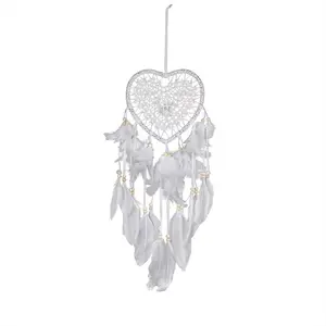 Wholesale Dream Catcher Feather DecorationHandmade Traditional Wind Chimes Hanging large heart shaped moon star Dreamcatcher