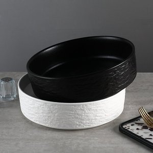 Mangkuk Keramik Minimalis Gaya Jepang Berkualitas Tinggi Warna Hitam Putih dengan Lapisan Bawah (Underglaze) Aman untuk Microwave, Cocok untuk Rumah & Restoran - Product Image 6