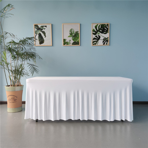 Tovaglia in spandex con gonna da tavolo elasticizzata rosa da 6 piedi <span class=keywords><strong>per</strong></span> eventi nuziali - Product Image 3