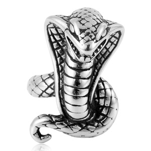 Anillo de serpiente de acero inoxidable yunnique para hombre, joyería punk con signo del zodiaco animal, regalo, tamaño grande, color plateado - Product Image 1
