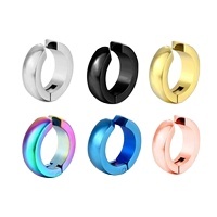 Gioielli per l'orecchio da uomo in acciaio inossidabile dal Design semplice nessuno Piercing Clip su orecchini a cerchio per ragazzi - Product Image 2