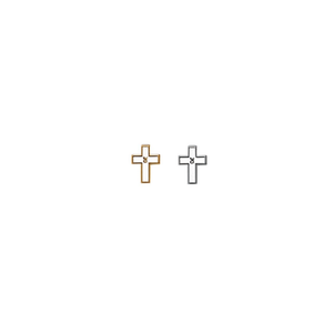 Orecchini a croce Angelina in acciaio inossidabile placcato oro, gioielli religiosi unisex, idea regalo - Product Image 4