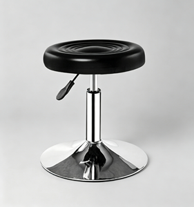 Sillón de Barbería con Asiento de Cuero Sintético, Base de Acero Inoxidable, Altura Ajustable con Bomba Hidráulica, Diseño Industrial, Muebles de Salón - Product Image 4