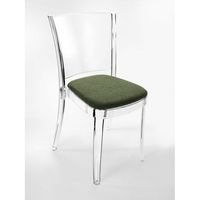 Lucienne Green Boucle Chaise Transparente Rembourrée en Tissu avec Coussin pour Salon Modèle 20BCL2000
