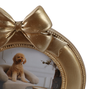 Cadre photo rond avec nœud doré 4x4 pouces, cadre photo décoratif en métal pour table et mur - Product Image 6