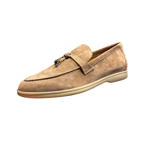 Mocasines de Ante para Hombre con Borlas, Color Albaricoque, Marrón, Verde, Café, Color Sólido, Sin Cordones, Tacón Bajo, Transpirables, Zapatos Casuales - Product Image 1