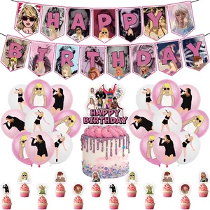 Tema Taylor-Sw1ft stella dei cartoni animati festa di compleanno decorativo stoviglie usa e getta sfondo palloncini fan forniture regalo per bambini