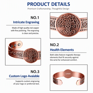 Bracciale Magnetico in Rame Puro con Logo Personalizzabile, Motivo a Croce, Stile Vintage, Marca <span class=keywords><strong>EST</strong></span>, 38g 15mm, Vendita all'Ingrosso B2B, Regalo - Product Image 4