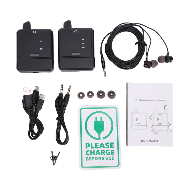Wireless in Ear Monitor UHF Monitoring System Noise Canceling Rechargeable Real Time Sound Monitoring with Headphones