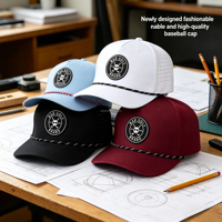 Gorra de Playa Impermeable con Logotipo Personalizado en PVC, Gorra de Béisbol Deportiva de 5 Paneles con Corte Láser Perforado y Cuerda, Gorras de Golf