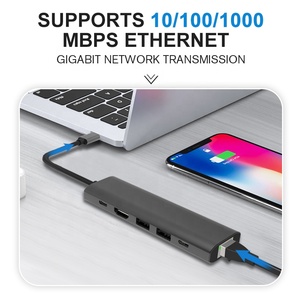 6 trong 1 loại C Adapter với <span class=keywords><strong>USB</strong></span> <span class=keywords><strong>2</strong></span>.0 4K HDMI Gigabit Ethernet PD sạc Docking Station <span class=keywords><strong>USB</strong></span> <span class=keywords><strong>Hub</strong></span> - Product Image 4