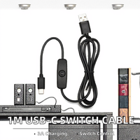 Kabel pengisi daya mobil, USB 2.0 ke USB C Male dengan saklar On/Off tembaga murni cepat 3A 1m untuk Ponsel Power Bank