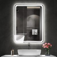 Miroir de salle de bain intelligent LED étanche, miroir de maquillage moderne anti-buée, luminosité réglable, éclairage tactile, éclairage intégré, hôtel