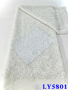 NI.AI Tulle in rilievo pizzo da sposa marrone Multi colore tessuto di pizzo ricamo perline tessuto paillettes donna abito da sposa tessuto - Product Image 3