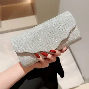 2023 New Classic Women's Sequin Pleated Envelope Bride Handbag Women's Wedding Evening Dress Bag Advanced Dinner Party Wallet