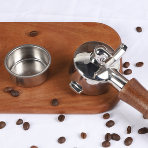 Porte-filtre à expresso 51 mm à double bec, panier filtrant 51 mm, poignée en bois de noyer 16g, double oreille, double bec - Product Image 2