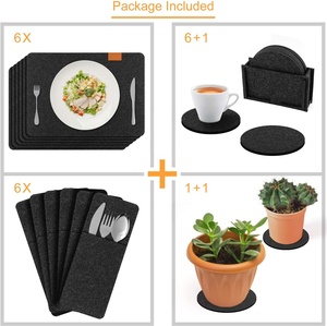 Set de napperons en feutre lavable et résistant à la chaleur 18 + <span class=keywords><strong>3</strong></span> avec sous-verres, sacs à <span class=keywords><strong>couverts</strong></span>, tapis décoratif - Product Image 2