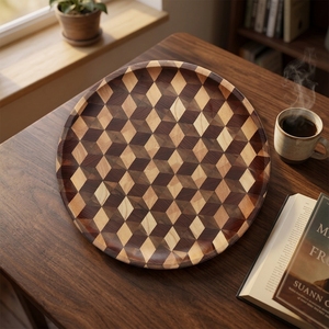 <span class=keywords><strong>Plato</strong></span> Redondo Japonés de Madera de Acacia y Fresno para Cena, Frutas y Postres, en Oferta - Product Image 4