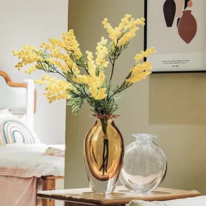 Decorazione d'arte bottiglia di aromaterapia stile trasparente marrone chiaro vetro moderno cilindro alto fiore vaso centrotavola per soggiorno