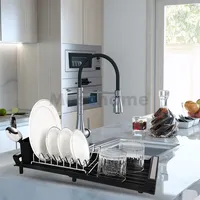 Dish Rack Kitchen Kitchen Masthome Stainless Steel Extensible Dish Drainer Removable Cutlery Holder Dish Drying Rack Extendable Kitchen Dish Rack