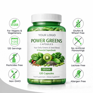 Capsules de Power Greens en marque privée, mélange de 9 superaliments, stimulant énergétique, logo personnalisé OEM, capsules de Power Greens - Product Image 3