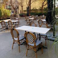 Chaise de salle à manger en rotin français vintage pour l'extérieur, jardin, balcon, hôtel - Meubles de restaurant écologiques et durables