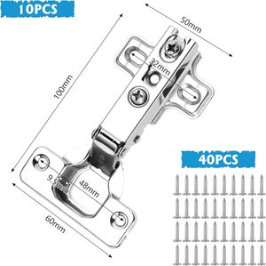 Charnières de <span class=keywords><strong>placard</strong></span> de <span class=keywords><strong>cuisine</strong></span> à 10 portes, 110 mm, <span class=keywords><strong>amortisseur</strong></span>, recouvrement total, finition en acier laminé à froid, utilisation en extérieur, 40 vis, Chine - Product Image 2