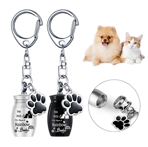 Urne pour animaux de compagnie en acier inoxydable porte-clés étanche patte de chien urne pendentif cendres souvenir pour les funérailles - Product Image 2