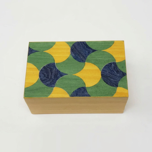 Handmade Wooden Jewelry <b>Box</b> with Colorful Geometric Inlay Design Elegant <b>Trinket</b> Organizer Decorative Storage Case for Bedroom - Product Image 1