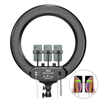 Anneau lumineux bicolore de 22 pouces avec support pour 3 téléphones et trépied, lampe de remplissage LED pour selfies et vlogs sur TikTok et YouTube