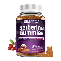 Gummies véganes de berbérine sans sucre à marque privée OEM/ODM, supplément HCL, extrait de cannelle de Ceylan et de curcuma, améliore l'immunité, pour adultes