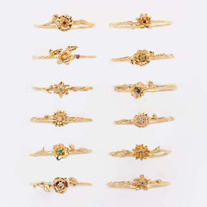Moda <span class=keywords><strong>12</strong></span> meses piedra natal circón anillo Vintage tendencia estilo apertura ajustable <span class=keywords><strong>12</strong></span> meses flor piedra natal anillo joyería <span class=keywords><strong>de</strong></span> moda - Product Image 2