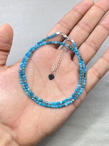 Collar de Apatita Azul, Collares con Cuentas de Piedras Preciosas Pequeñas, Joyería Delicada con Piedras Preciosas Microfacetadas, Joyería Minimalista, Cristal - Product Image 5