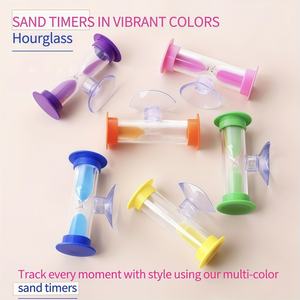Relógio de Areia Moderno Feito à Mão com Ventosa de Plástico - 1-3 Minutos, Portátil, Leve, à Prova de Choque, Suporte para Escova de Dentes Infantil - Product Image 2